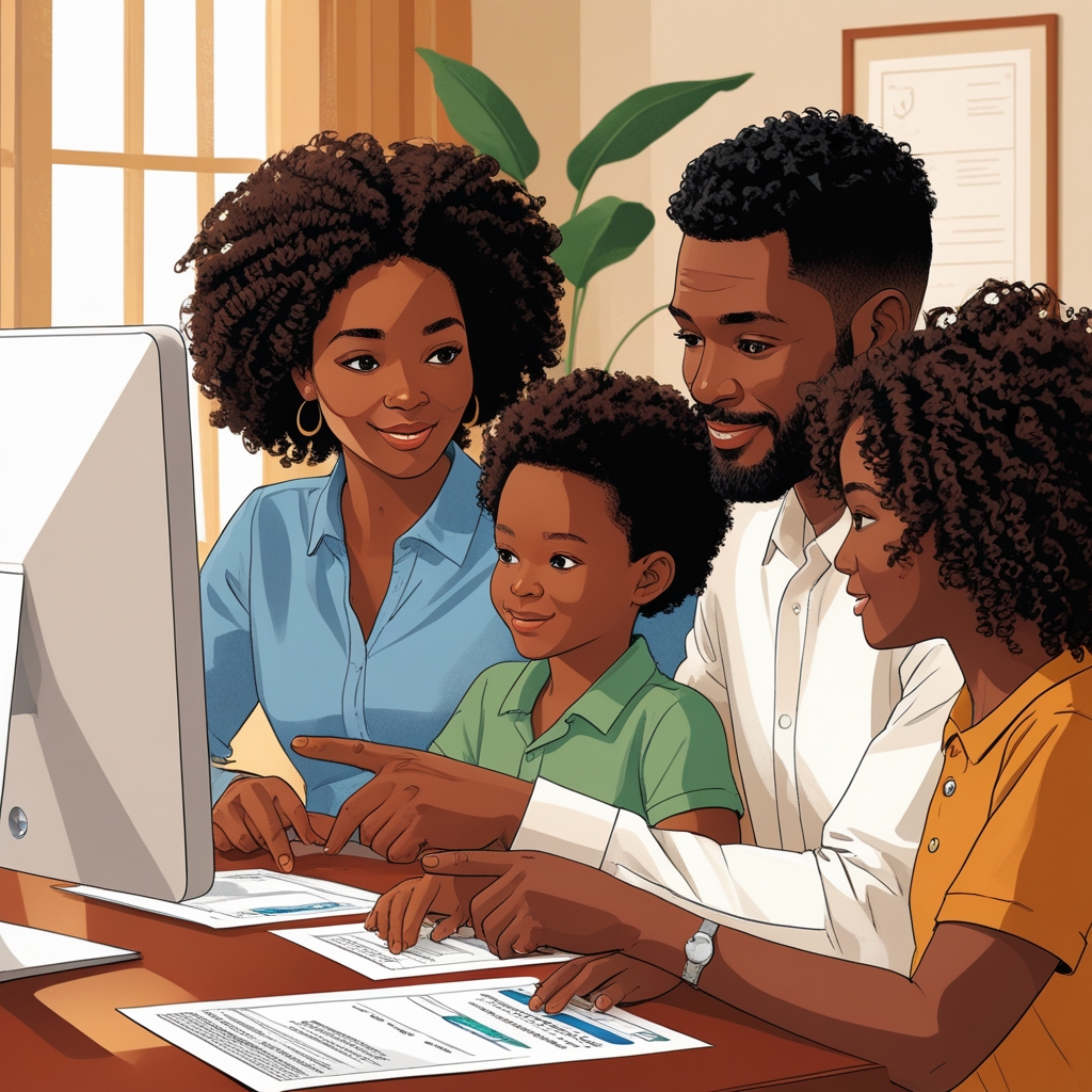 amily learning how to build household wealth with financial plan at home
