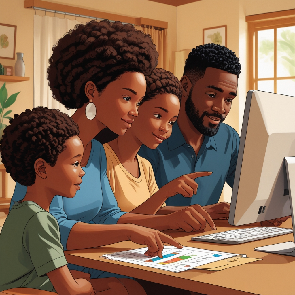family reviewing financial planning basics at home
